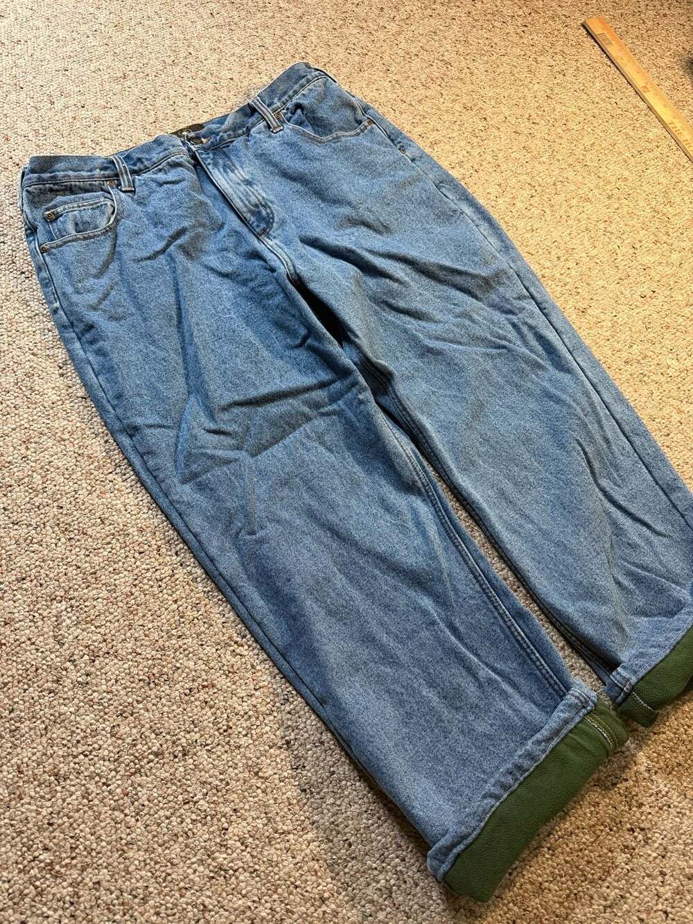 RedHead‎ Men's Green Fleece Lined Heavyweight Denim Jeans 38x30